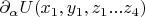 $\partial_{\alpha} U(x_1, y_1, z_1... z_4) $