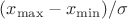 $(x_{\max}-x_{\min})/\sigma$ $(x_{\max}-x_{\min})/\sigma$