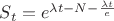 $S_t = e^{\lambda t - N - \frac{\lambda t}{e}}$