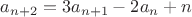 $a_{n+2}=3a_{n+1}-2a_n+n$
