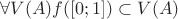 $\forall V(A) f([0;1]) \subset V(A)$