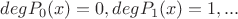 $deg P_0(x)=0, degP_1(x)=1, ...$