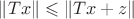 $\|Tx\|\leqslant \|Tx+z\|$