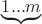 $\underbrace{1 ... m} $