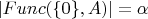 $|Func(\{0\},A)| = \alpha$