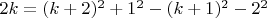 $2k=(k+2)^2+1^2-(k+1)^2-2^2$