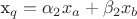 x_q=\alpha_2x_a+\beta_2x_b x_q=\alpha_2x_a+\beta_2x_b