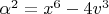 $\alpha^2=x^6-4 v^3$