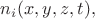 $n_i(x,y,z,t),$