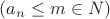 $(a_n\leq m\in N)$