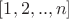 $[1,2,..,n]$