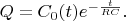 $Q=C_{0}(t)e^{-\frac{t}{RC}}.$