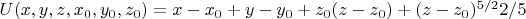 $U(x,y,z,x_0,y_0,z_0)=x-x_0+y-y_0+z_0(z-z_0)+(z-z_0)^{5/2}2/5$