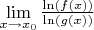 $\lim\limits_{x \to x_0} \frac{\ln(f(x))}{\ln(g(x))}  $