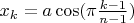 $ x_k = a \cos(\pi \frac{k-1}{n-1}) $