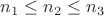 $n_1 \le n_2 \le n_3$
