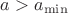 $a>a_{\min}$