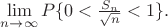 \lim \limits_{n \to \infty}P\{0<\frac{S_n}{\sqrt{n}}<1\}.