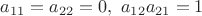 $a_{11}=a_{22}=0,\ a_{12}a_{21}=1$