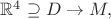 $\mathbb{R}^4\supseteq D\to M,$