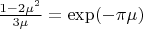 $\frac{1-2\mu^2}{3\mu}=\exp(-\pi\mu)$