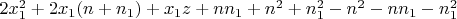 $2x_1^2+2x_1(n+n_1)+x_1z+nn_1+n^2+n_1^2-n^2-nn_1-n_1^2$