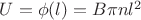$U=\phi (l)=B\pi nl^{2}$