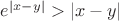 $e^{|x-y|}>|x-y|$