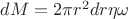 $dM = 2\pi r^2 dr \eta \omega$