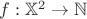$f: \mathbb X^2\to\mathbb N$