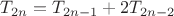$T_{2n}=T_{2n-1}+2T_{2n-2}$