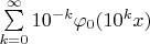 $\sum\limits_{k=0}^{\infty}10^{-k}\varphi_0(10^kx)$