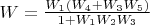 $W = \frac{W_1(W_4+W_3W_5)}{1+W_1W_2W_3}}$