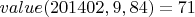 $value(201402, 9, 84) = 71$