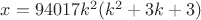 $x=94017k^2(k^2+3k+3)$
