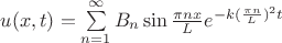 $u(x,t)=\sum\limits_{n=1}^{\infty} B_n \sin\frac{\pi n x}{L} e^{-k(\frac{\pi n}{L})^2 t$