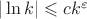 $|\ln k| \leqslant c{k}^{\varepsilon}$