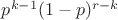 $p^{k-1}(1-p)^{r-k}$