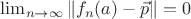 $\lim_{n \to \infty} \|f_n(a) - \vec p\| = 0$