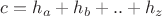 $c=h_{a}+h_{b}+..+h_{z}$