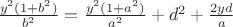 $\frac {y^2(1+b^2)} {b^2} = \frac {y^2(1+a^2)} {a^2} + d^2 + \frac {2yd} {a}$