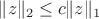 $\|z\|_2\le c\|z\|_1$
