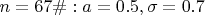 $n=67\#: a=0.5, \sigma=0.7$