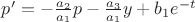 $p'=-\frac{a_2}{a_1}p-\frac{a_3}{a_1}y+b_1e^{-t}$