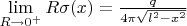$\lim\limits_{R\to 0^{+}}R\sigma(x)=\frac{q}{4\pi\sqrt{l^2-x^2}}$