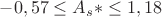 $-0,57\le A_s*\le 1,18$