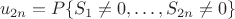 $$u_{2n}=P\{S_1\neq 0,\dots ,S_{2n}\neq 0\}$$