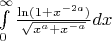 $\int\limits_{0}^{\infty}\frac{\ln(1+x^{-2a})}{\sqrt{x^a+x^{-a}}}dx$