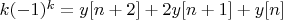 $k(-1)^{k}=y[n+2]+2y[n+1]+y[n]$
