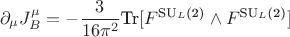 $$
\partial_{\mu}J^{\mu}_{B} = -\frac{3}{16 \pi^{2}}\text{Tr}[F^{\text{SU}_{L}\text{(2)}} \wedge F^{\text{SU}_{L}\text{(2)}}]
$$